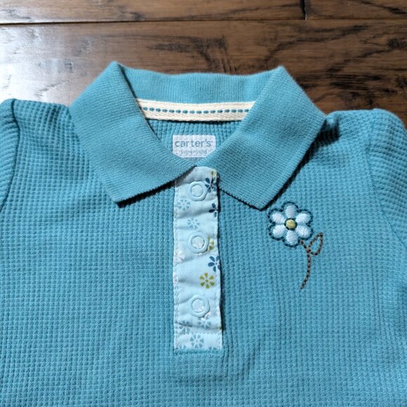 Carter's waffle polo shirt turquoise size 3 months - Picture 2 of 8